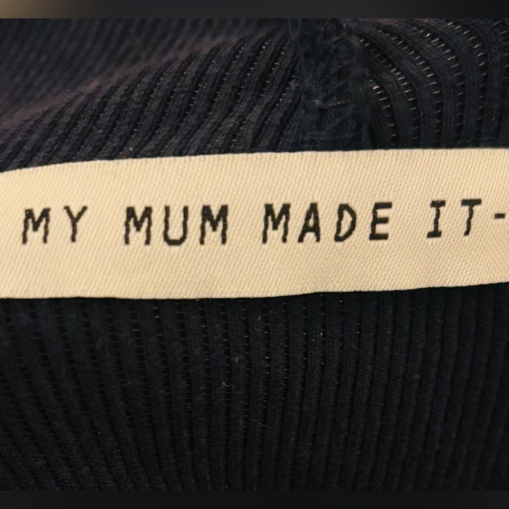 My Mum Made It Blue Cowl Neck Ribbed Knit Logo Sweat Shirt Size: Large - Picture 4 of 4